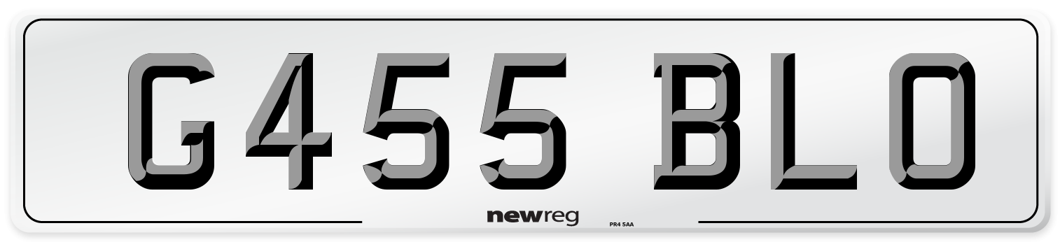 G455 BLO Number Plate from New Reg